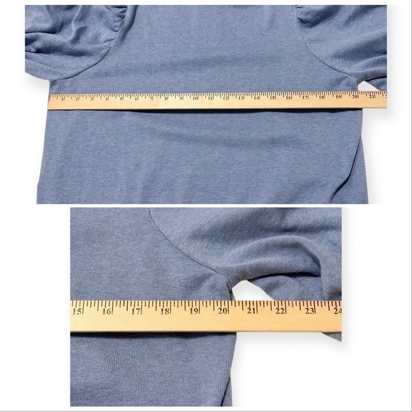 MISA Los Angeles Kali Puff-Shoulder Sweater, Cotton/Cashmere, Blue, Size M - Picture 12 of 13